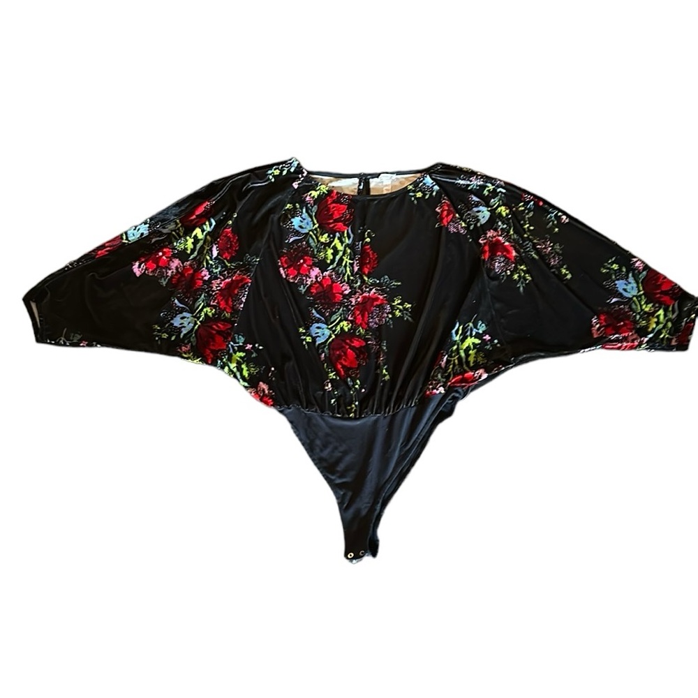 Free People Velour body suit.  Black, green, red and blue. Worn 1x.  Size Medium